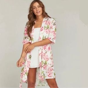 Show Me Your Mumu Brie Robe Garden of Blooms One Size Kimono Pink Floral